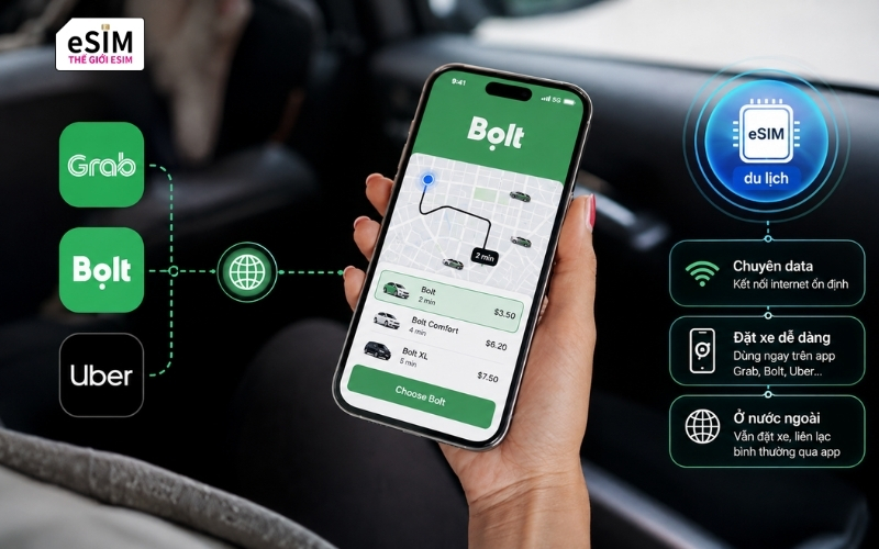 Mua eSIM Data giúp bạn đặt xe mượt mà, tiết kiệm chi phí mà không cần số bản địa